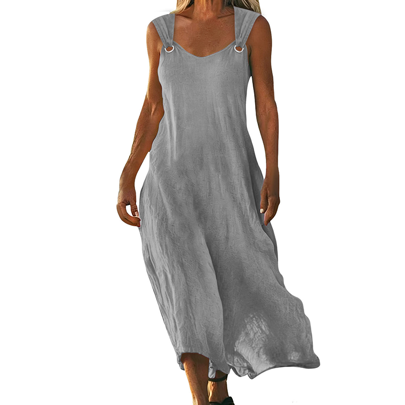 Vestido sin mangas con escote en V y anillos metálicos