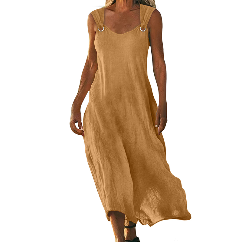 Vestido sin mangas con escote en V y anillos metálicos