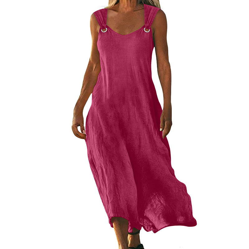 Vestido sin mangas con escote en V y anillos metálicos